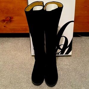 Black Suede heeled boots size 9 only worn a couple times